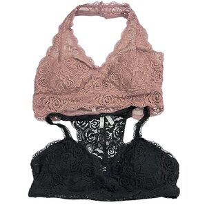 Mudd Lace Bralette Set - Pink and Black size L